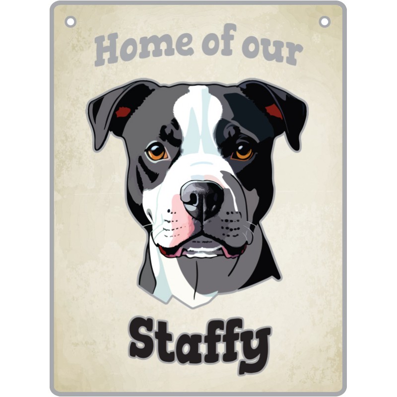 Staffy, Black & White - Pet Sign